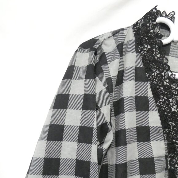 Unbranded | P2P 21.5 inches measured | Plaid and Lace Long Sleeve Dress - Picture 3 of 16